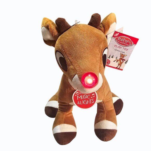 Rudolph The Red Nosed Reindeer & Clarice 10 in Light Up Musical Plush Pair NWT - Picture 5 of 16